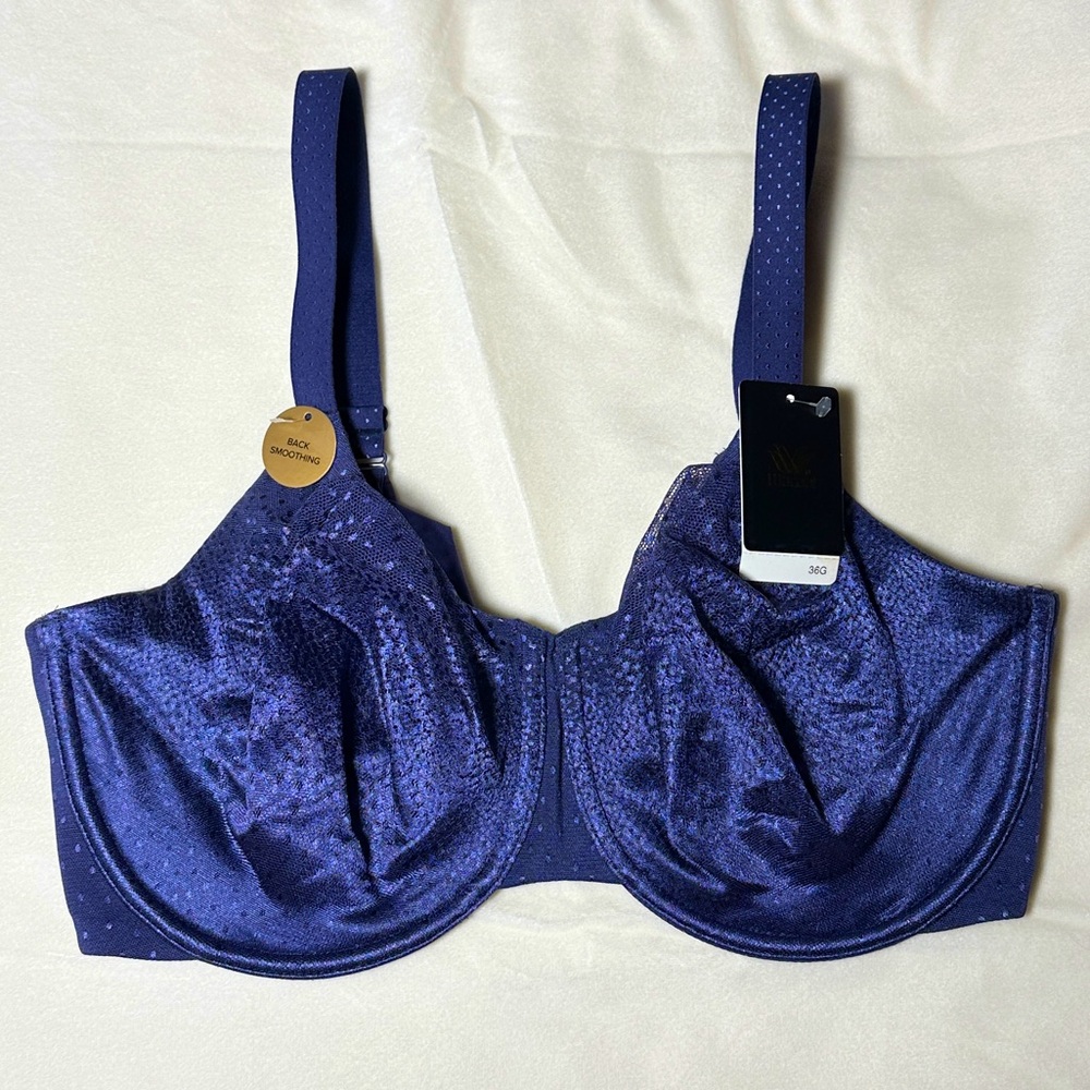 NWT Wacoal Back Appeal Smoothing Underwire Bra (36G) (Eclipse, dark purple/navy)